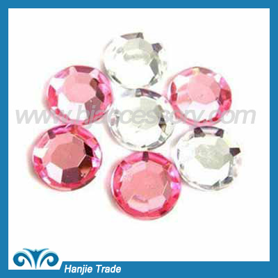 Pink round shape acrylic rhinestone
