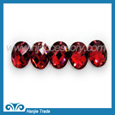 Siam Oval Flatback Acrylic Bead Rhinestone