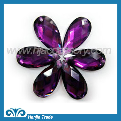 Purple teardrop shape acrylic rhinestone