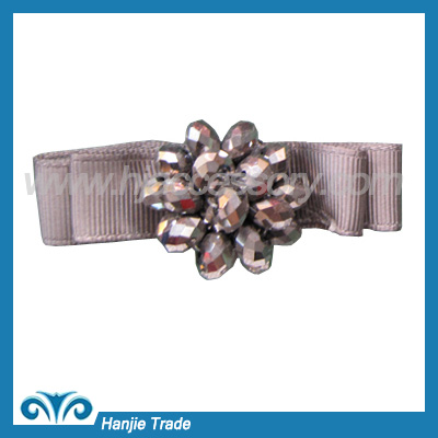 Latest Satin Ribbon Handmade Flower with Rhinestone