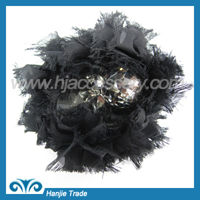 Fabric handmade flower with acrylic beads for shoes decoration