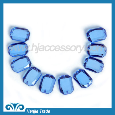 Rectangle shape blue acrylic rhinestone