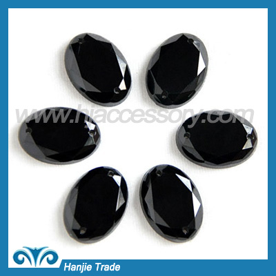Oval shape black acrylic rhinestone