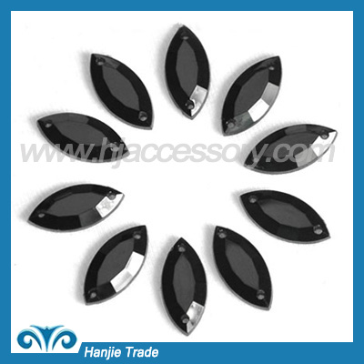Boat shape  black acrylic plastic rhinestone