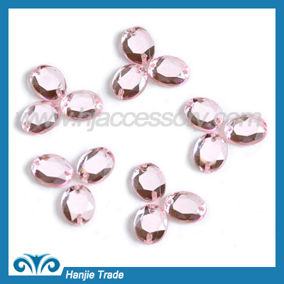 2015 Oval shape light pink acrylic rhinestone