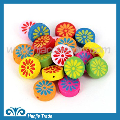 Fancy Wooden Printing Pattern  Beads