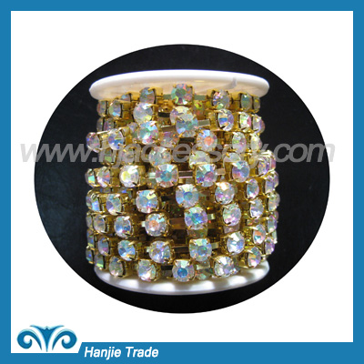 Crystal white AB color rhinestone cup chain