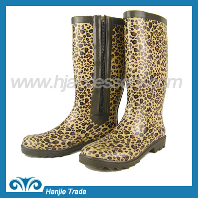 Leopard Rubber Wellies Designer Womens Rain Boots