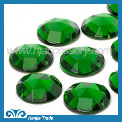 Flat Back Round Faceted Sew-on Rhinestone Green