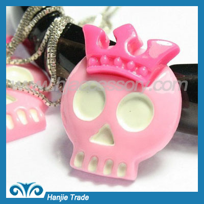 DIY resin cabochons pink crown skull for phone decoration