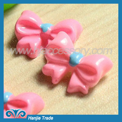 DIY resin cabochons pink bow for phone decoration