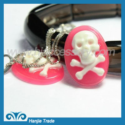 DIY resin cabochons sweet pink skull for phone decoration