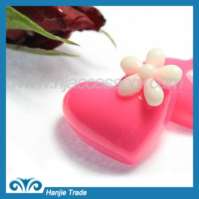 DIY resin cabochons flower heart for phone decoration