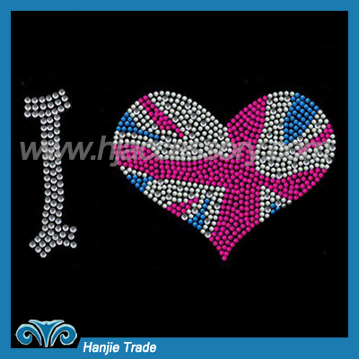 Garment Crystal Rhinestone Transfers With Heart Design