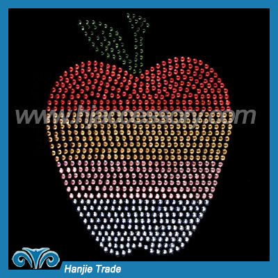 Wholesale Hot Fix Crystal Motif in Apple Design