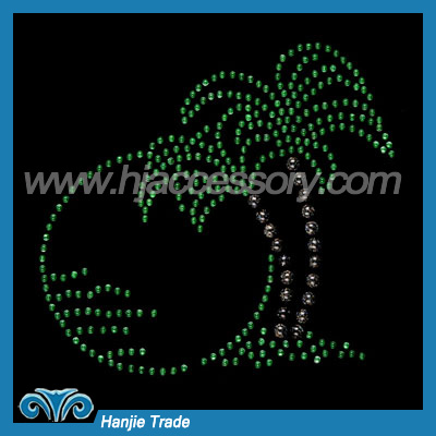 Hot-fix Rhinestone Transfers With Coconut tree Design