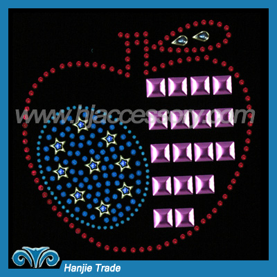 Fashion garment hotfix DMC rhinestone motif in apple shape