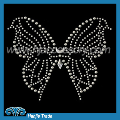 Latest Design Hot Fix Crystal Rhinestone Motif in Butterfly Design