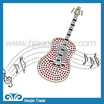 Latest Design Hot Fix Crystal Rhinestone Motif in Music Design