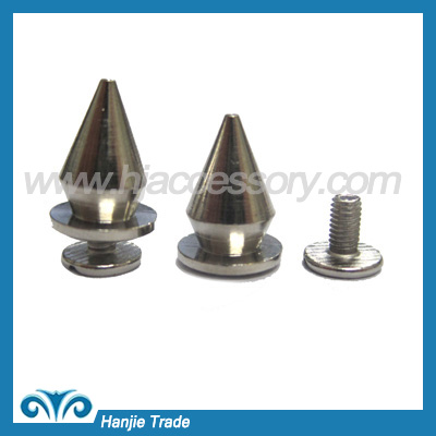 Bulk Metal Rock Spikes Double Grooves Screw Back in Silver Color