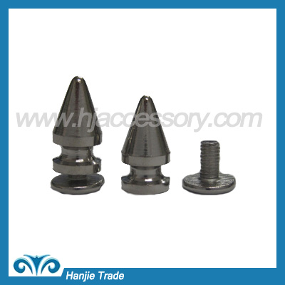 Bulk Metal Rock Spikes Double Grooves Screw Back in Silver Color