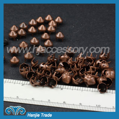 Anti-Copper Solid Brass Round Cone Studs Nailhead with Prongs for Leather