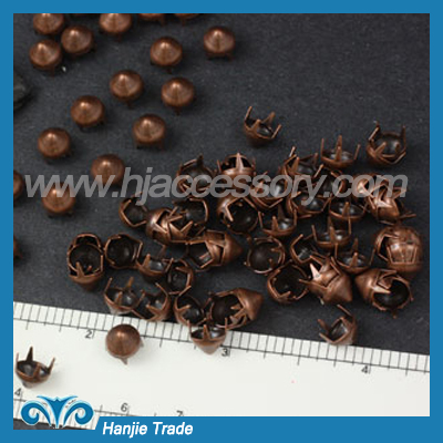 Anti-Copper Solid Brass Round Cone Studs Nailhead with Prongs for Leather