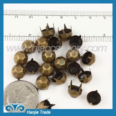 Antique Bronze Round Faceted Prong Stud Nailhead for Leather