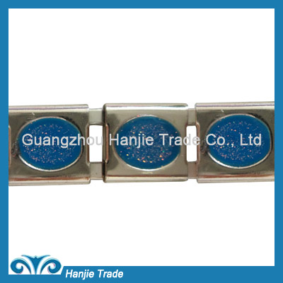 Wholesale Decoration Square Metal Chain With Oval Blue Epoxy In Bulk