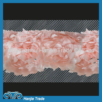 Wholesale White Special Rose Embroider Chiffon Lace Design for Garment #4-2035