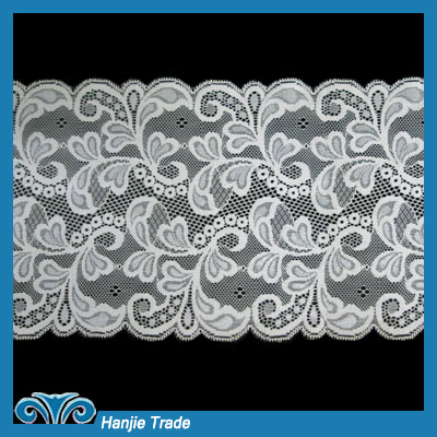 Bulk Raschel Lace Trim on White Mesh #4-2083