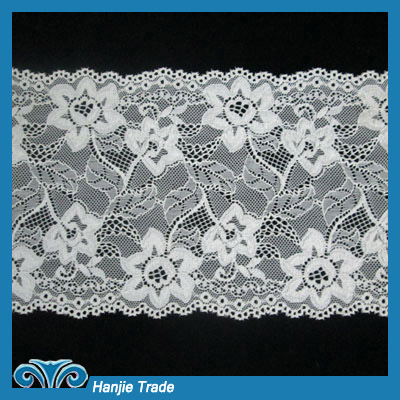 Bulk Raschel Lace Trim on White Mesh #4-2084