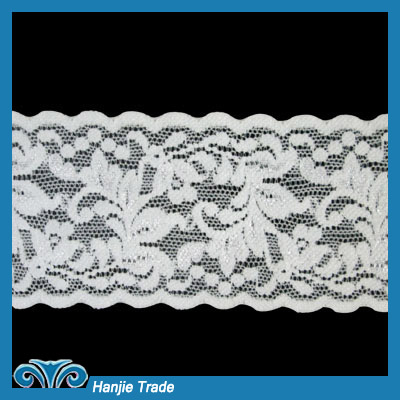 Bulk Raschel Lace Trim on White Mesh #4-2086