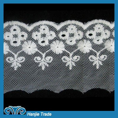Wholesale Ivory Lace Embroidered Floral Net Lace Trim #4-2101
