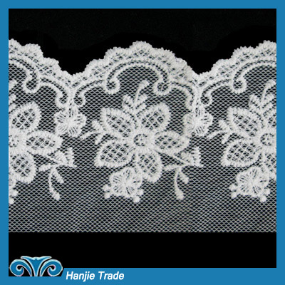 Wholesale Ivory Lace Embroidered Flower Net Lace Trim #4-2116