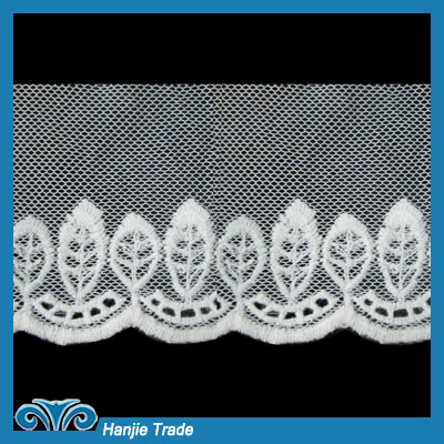Wholesale Ivory Lace Embroidered Leaf Net Lace Trim #4-2104