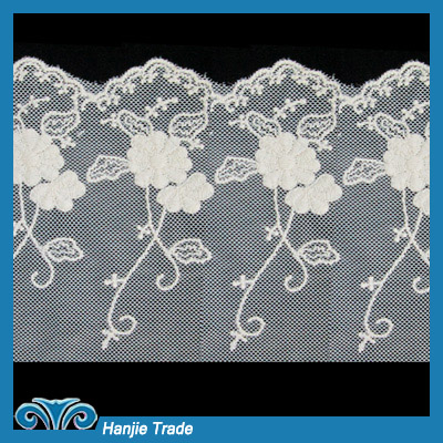 Wholesale Ivory Lace Embroidered Flower Net Lace Trim #4-2117