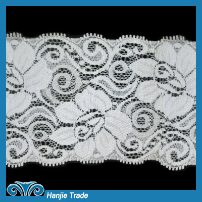 Bulk Raschel Lace Trim on White Mesh #4-2097