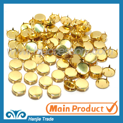 Decorative Round Flat Spot Prong Nailhead Metal Stud in Gold