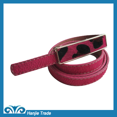 2013 Hot Sale Fashion Pink Horsehair PU belts for Women