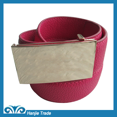 Hot Sale Stylish Pink PU Belt with Lulu Alloy Buckle in Wholesale