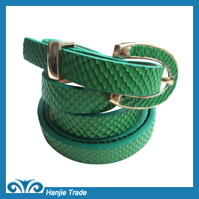 Wholesale Fashion Green Snake Leather Belts for Ladies