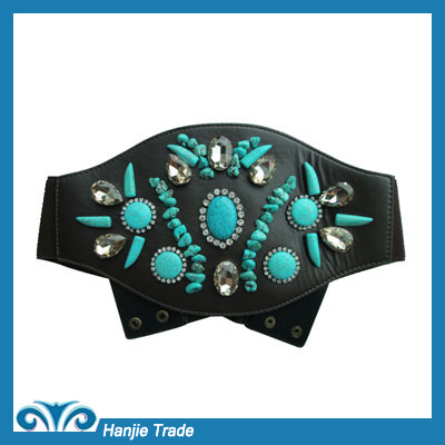 New Women Elastic Rhinestone Wide Corset High Waist Belt