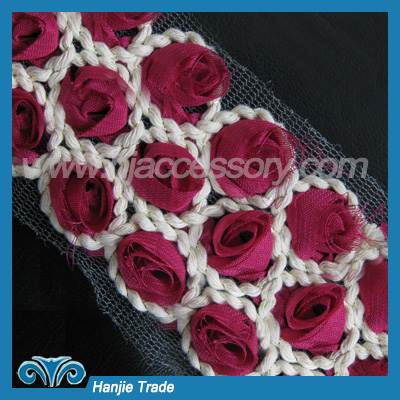 Wholesale Embroider Red Rose Lace Design