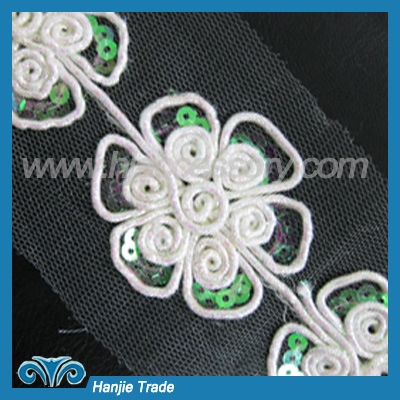 Trim Cord Lace Flower Embroidered Hologram Sequins