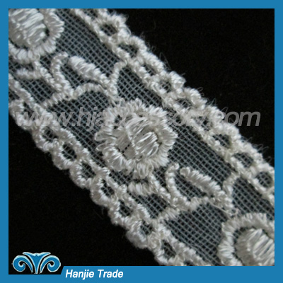 Bulk Flower Embroidered Lace on White Mesh
