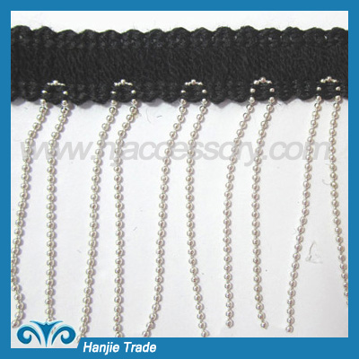 High Quality Stretch Beaded Chain Border Lace Trim With Metal