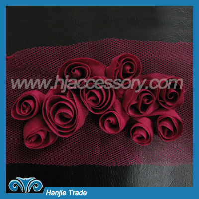 Wholesale Chiffon Red Rose Applique Lace Trim Design