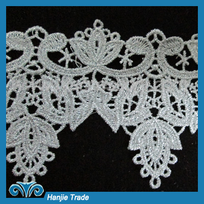 Hot Style Metallic Trim Silver Delicate Cotton Lace