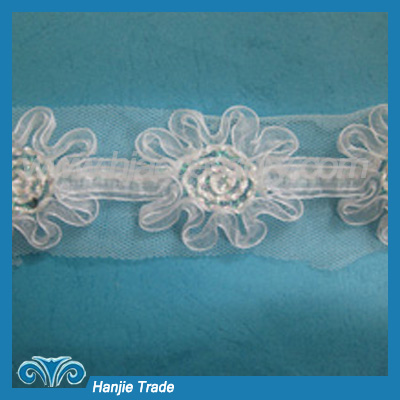 Hot Sell Newest White Floral Ruffles Chiffon Lace Edge Decoration